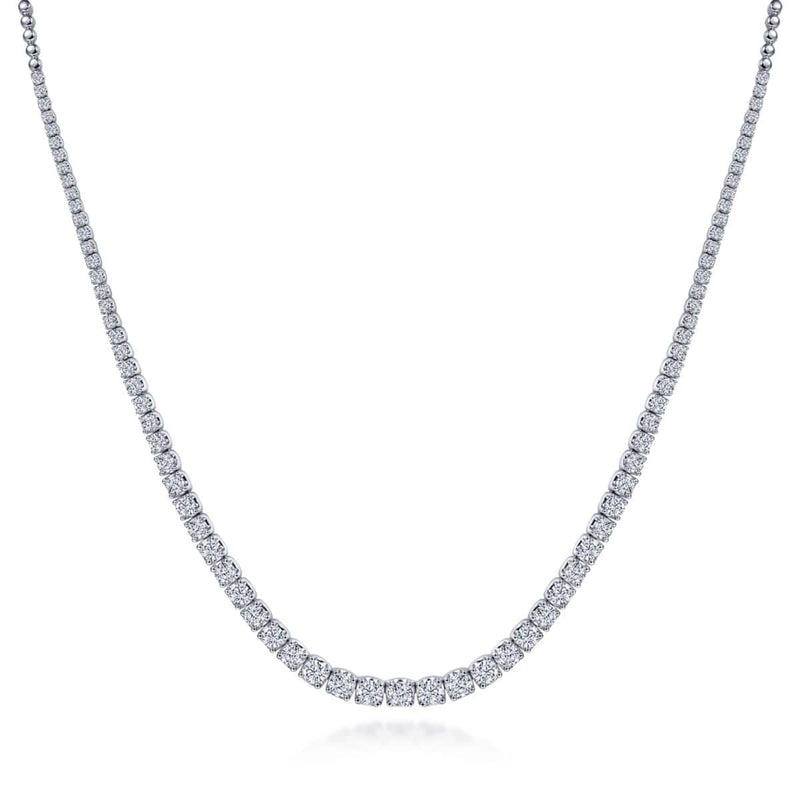 14K White Gold Graduated Diamond Necklace - NK6593W45JJ-Gabriel & Co.-Renee Taylor Gallery