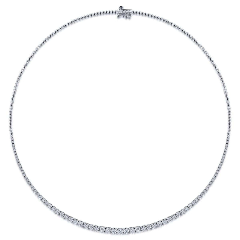 14K White Gold Graduated Diamond Necklace - NK6593W45JJ-Gabriel & Co.-Renee Taylor Gallery