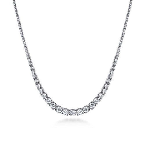 14K White Gold Graduated Diamond Necklace - NK6594W45JJ-Gabriel & Co.-Renee Taylor Gallery