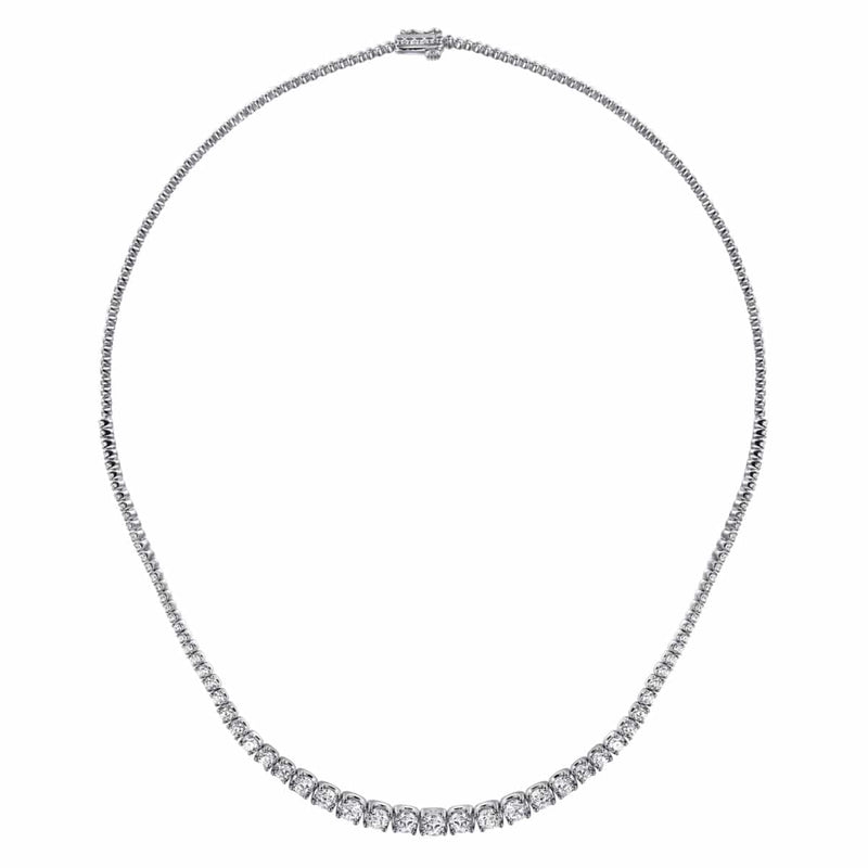 14K White Gold Graduated Diamond Necklace - NK6594W45JJ-Gabriel & Co.-Renee Taylor Gallery