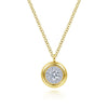 14K Yellow Gold Round Diamond Halo Pendant Necklace with Bezel Frame - NK6617Y45JJ-Gabriel & Co.-Renee Taylor Gallery