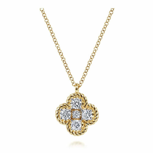 14K Yellow Gold Diamond Pendant Necklace - NK6625Y45JJ-Gabriel & Co.-Renee Taylor Gallery