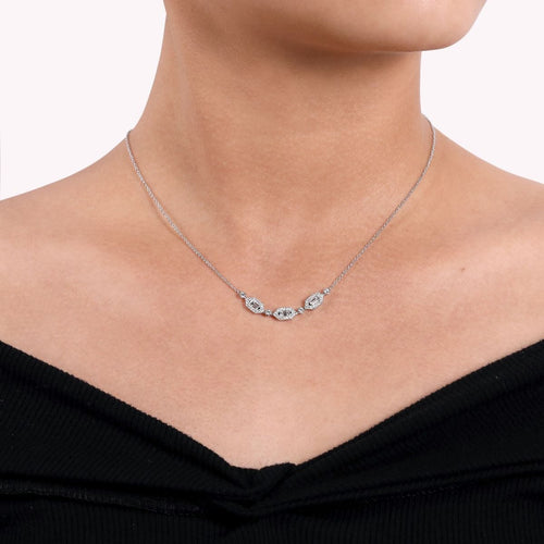 14K White Gold Baguette and Round Hexagonal Station Diamond Necklace - NK6646W44JJ-Gabriel & Co.-Renee Taylor Gallery
