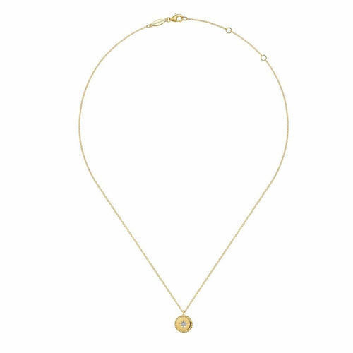 14K Yellow Gold Bujukan Pendant Necklace with Starburst Diamond Center - NK6869Y45JJ-Gabriel & Co.-Renee Taylor Gallery