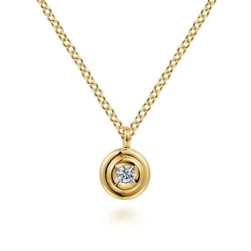 14K Yellow Gold Round Diamond Pendant Necklace - NK6872Y45JJ-Gabriel & Co.-Renee Taylor Gallery