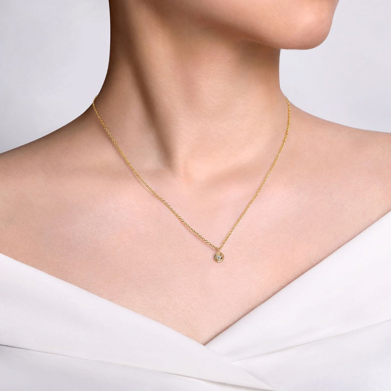 14K Yellow Gold Round Diamond Pendant Necklace - NK6872Y45JJ-Gabriel & Co.-Renee Taylor Gallery