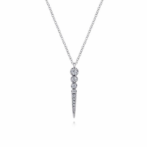 14K White Gold Diamond Spike Pendant Necklace - NK6951W45JJ-Gabriel & Co.-Renee Taylor Gallery