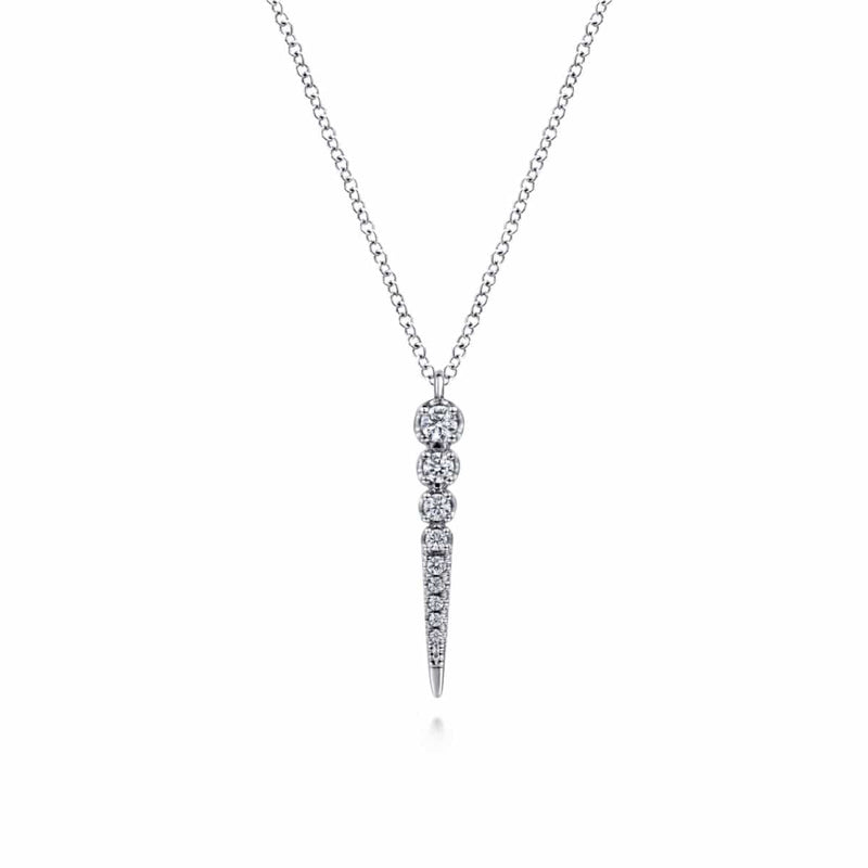 14K White Gold Diamond Spike Pendant Necklace - NK6951W45JJ-Gabriel & Co.-Renee Taylor Gallery