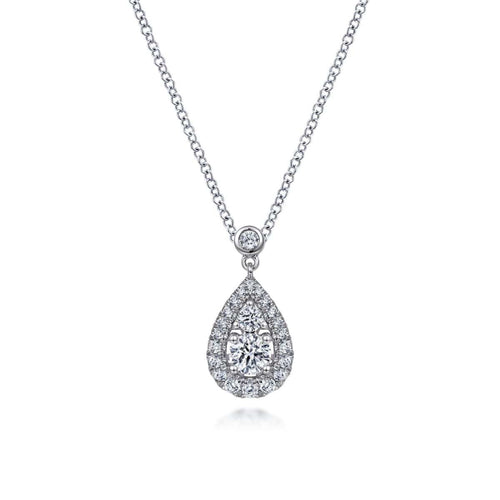 14K White Gold Diamond Classic Pendant Necklace - NK7000W45JJ-Gabriel & Co.-Renee Taylor Gallery