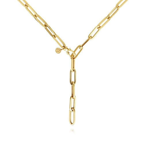 14K Yellow 20" Gold Hollow Paperclip Link Chain Necklace - NK7092-20Y4JJJ-Gabriel & Co.-Renee Taylor Gallery