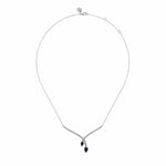 14K White Gold Diamond and Blue Sapphire Teardrop Twist Necklace - NK7251W45SA-Gabriel & Co.-Renee Taylor Gallery