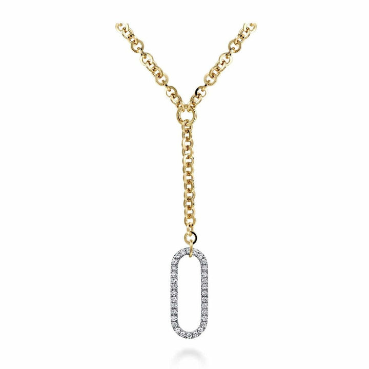 14K Yellow Gold Hollow Tube Link Diamond Necklace - NK7366-18M45JJ-Gabriel & Co.-Renee Taylor Gallery