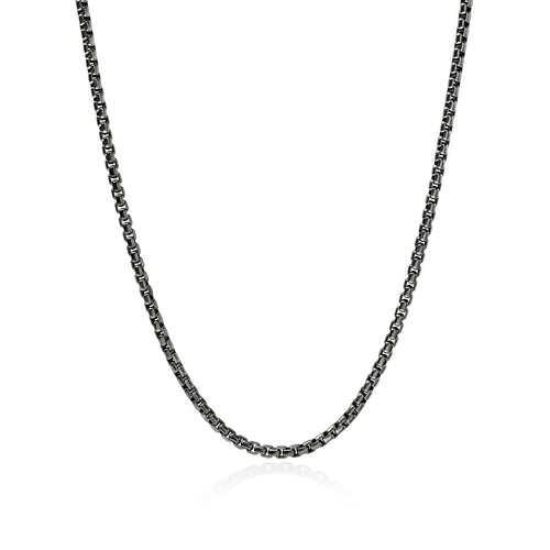 Box Chain Necklace, Dark Silver, 3.7MM - NM98808SMBRD-John Hardy-Renee Taylor Gallery