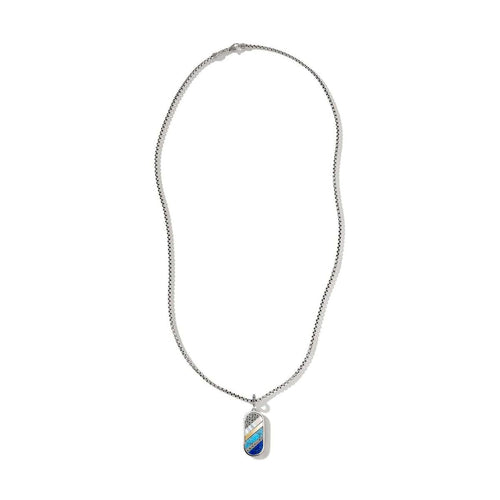 Carved Tag Necklace, Silver, Gold, Gemstones - NMZS9009655MOPLPZ-John Hardy-Renee Taylor Gallery