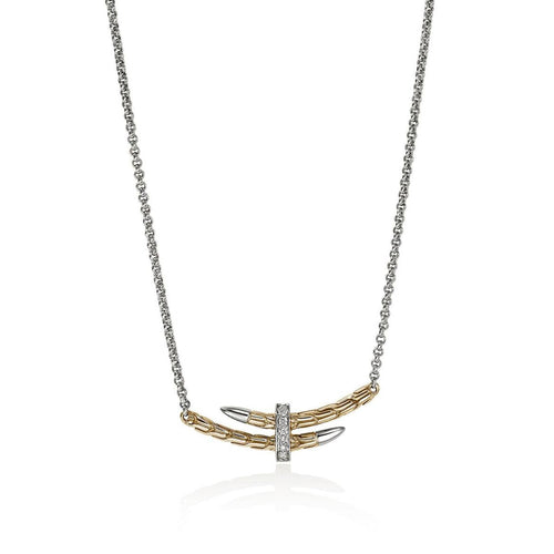 Spear Station Necklace, Gold, Sterling Silver, Diamonds - NZZP989582DIX16-18-John Hardy-Renee Taylor Gallery