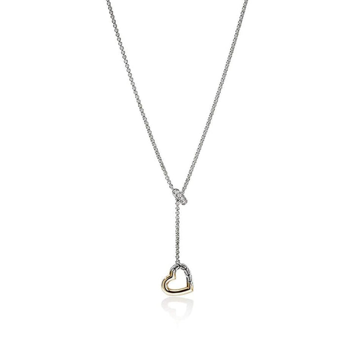 JH Essentials Heart 14K Gold & Silver Diamond Pave Lariat Necklace - NZZP989902DIX-John Hardy-Renee Taylor Gallery