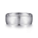 14K White Gold 8mm - Men's Wedding Band in Satin Finish - MBM0107-80W4JJJ-Gabriel & Co.-Renee Taylor Gallery