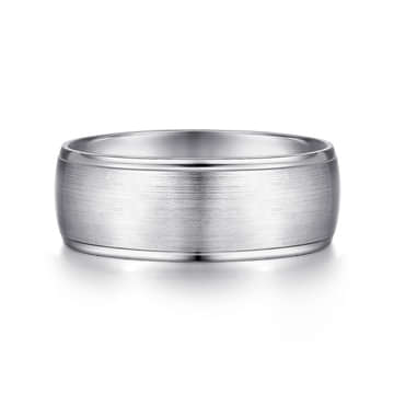 14K White Gold 8mm - Men's Wedding Band in Satin Finish - MBM0107-80W4JJJ-Gabriel & Co.-Renee Taylor Gallery