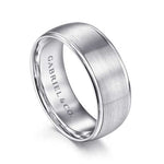 14K White Gold 8mm - Men's Wedding Band in Satin Finish - MBM0107-80W4JJJ-Gabriel & Co.-Renee Taylor Gallery