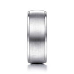 14K White Gold 8mm - Men's Wedding Band in Satin Finish - MBM0107-80W4JJJ-Gabriel & Co.-Renee Taylor Gallery
