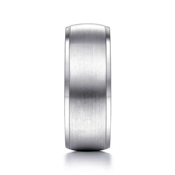 14K White Gold 8mm - Men's Wedding Band in Satin Finish - MBM0107-80W4JJJ-Gabriel & Co.-Renee Taylor Gallery