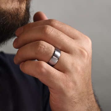 14K White Gold 8mm - Men's Wedding Band in Satin Finish - MBM0107-80W4JJJ-Gabriel & Co.-Renee Taylor Gallery