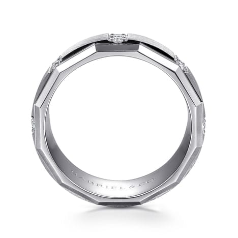 14K White Gold Diamond Men's Ring in Satin Finish - MR15674W44JJ-Gabriel & Co.-Renee Taylor Gallery
