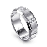 14K White Gold Diamond Men's Ring in Satin Finish - MR15674W44JJ-Gabriel & Co.-Renee Taylor Gallery