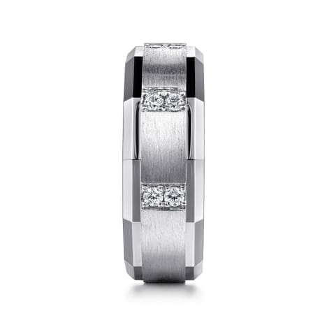 14K White Gold Diamond Men's Ring in Satin Finish - MR15674W44JJ-Gabriel & Co.-Renee Taylor Gallery