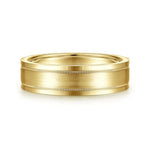 14K Yellow Gold 6mm - Men's Wedding Band in Satin Finish - MBH0139-60Y4JJJ-Gabriel & Co.-Renee Taylor Gallery