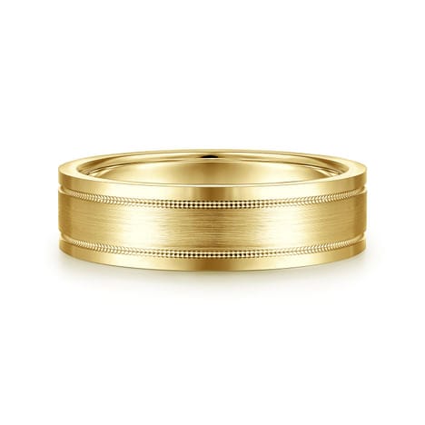 14K Yellow Gold 6mm - Men's Wedding Band in Satin Finish - MBH0139-60Y4JJJ-Gabriel & Co.-Renee Taylor Gallery