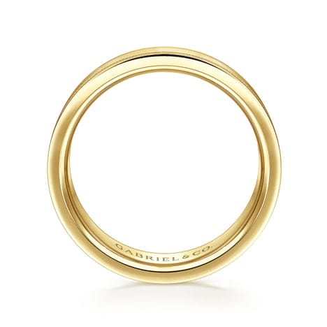14K Yellow Gold 6mm - Men's Wedding Band in Satin Finish - MBH0139-60Y4JJJ-Gabriel & Co.-Renee Taylor Gallery