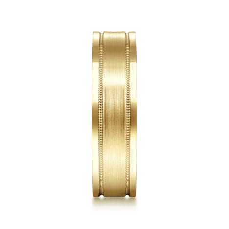 14K Yellow Gold 6mm - Men's Wedding Band in Satin Finish - MBH0139-60Y4JJJ-Gabriel & Co.-Renee Taylor Gallery