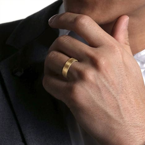 14K Yellow Gold 6mm - Men's Wedding Band in Satin Finish - MBH0139-60Y4JJJ-Gabriel & Co.-Renee Taylor Gallery
