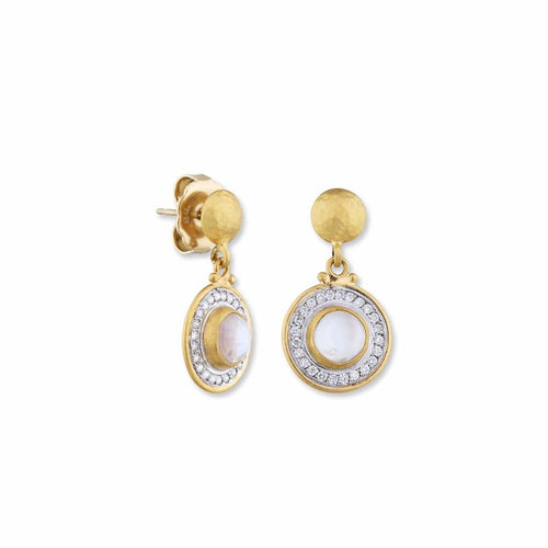 Orbit Round Moonstone Earrings with Diamond by Lika Behar
