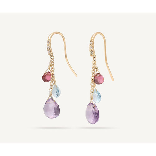 18K Yellow Gold Gemstone Earrings With Diamonds, Amethyst Accents OB1742 AB MIX01A-Marco Bicego-Renee Taylor Gallery