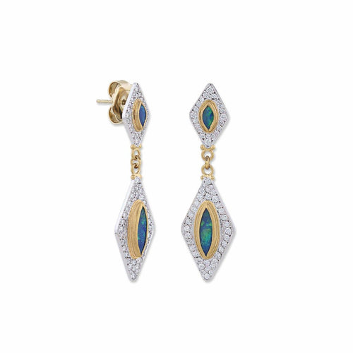 Ocean Earrings with Opal Doublet & Diamond by Lika Behar