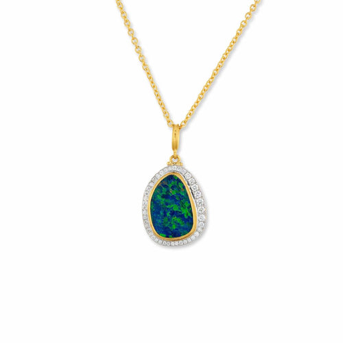 Ocean Opal Doublet Pendant with Diamond by Lika Behar