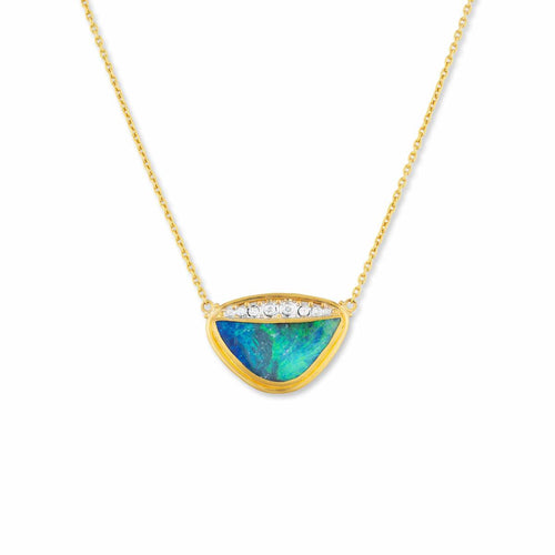 Ocean Maria Boulder Opal Necklace with Diamond by Lika Behar