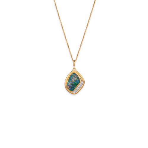 Ocean Maria Boulder Opal Pendant with Diamond by Lika Behar