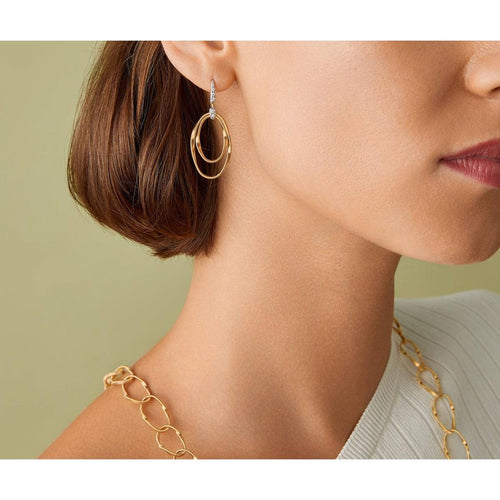 18K Marrakech Onde 18K Gold and Diamond Concentric Hook Earrings - OG372 A B1 YW M5-Marco Bicego-Renee Taylor Gallery