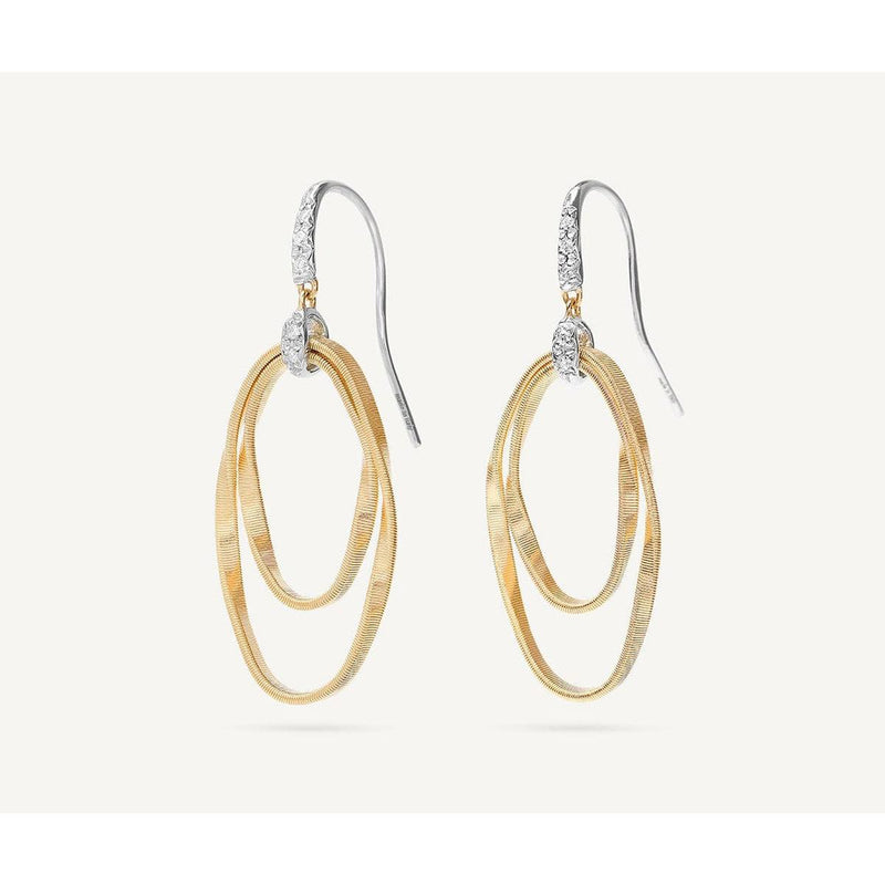 18K Marrakech Onde 18K Gold and Diamond Concentric Hook Earrings - OG372 A B1 YW-Marco Bicego-Renee Taylor Gallery