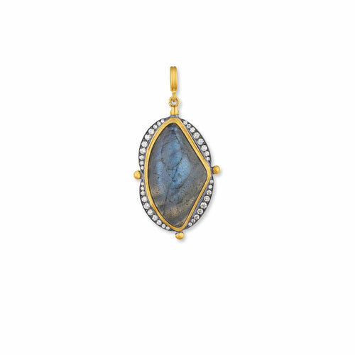 Olya Triangle Labradorite Necklace with Diamond by Lika Behar