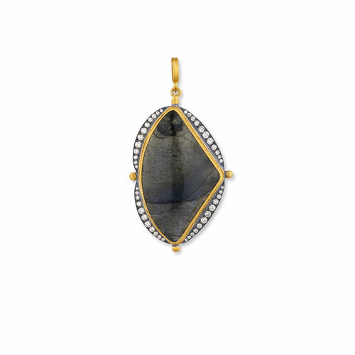 Olya Triangle Labradorite Necklace with Diamond by Lika Behar