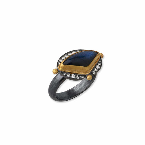 Olya Labradorite Ring with Diamond by Lika Behar