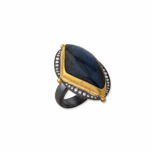 Olya Labradorite Ring, Large with Diamond by Lika Behar