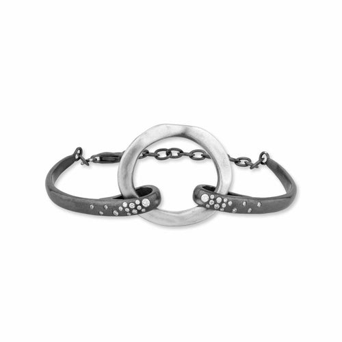 Orion Bracelet with Diamonds; Silver Center& Oxidized by Lika Behar
