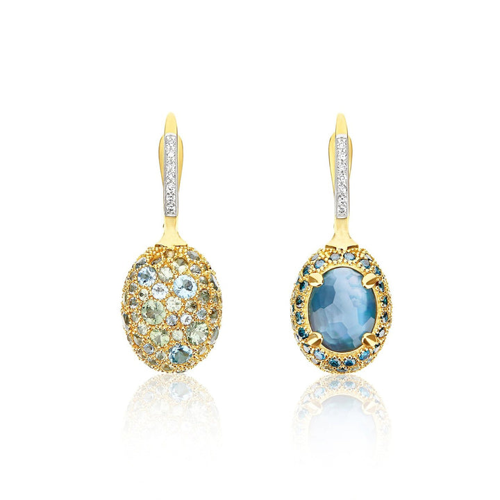 "Reverse" Ciliegine Gold, Multi Stone Double-face Ball Drop Earrings - OS29-584-Nanis-Renee Taylor Gallery