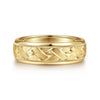14K Yellow Gold 7mm - Engraved Woven Men's Wedding Band in Satin Finish - MBH0166-70Y4JJJ-Gabriel & Co.-Renee Taylor Gallery