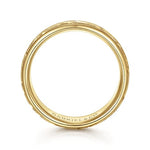 14K Yellow Gold 7mm - Engraved Woven Men's Wedding Band in Satin Finish - MBH0166-70Y4JJJ-Gabriel & Co.-Renee Taylor Gallery
